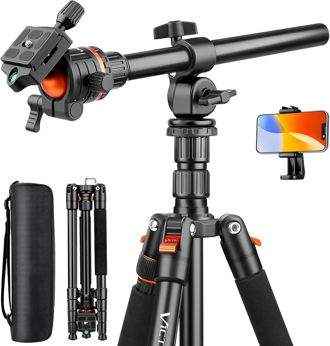 SnelShoppen - Professioneel Victiv Camera Statief met 360° Kogelgewricht, Flexibele Opnamehoek, Lichtgewicht Aluminium, Ideaal voor Fotografie en Vide