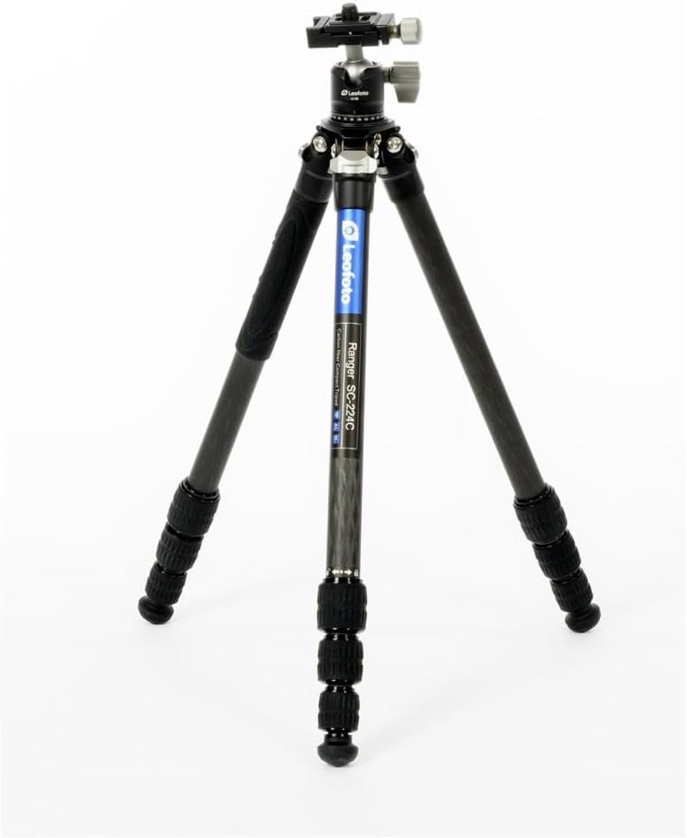 SnelShoppen - Carbon Statief voor Camera's - Leofoto Ranger - 6kg Draagcapaciteit - Uitklapbare Poten - Min. 10.5 cm tot Max. 38 cm Hoogte - SC-224C+