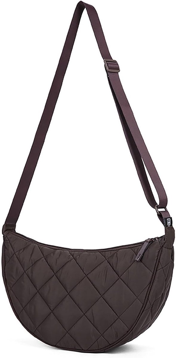 Half Moon Crossbody Bag voor Dames - Medium Nylon Schoudertas met Verstelbare Schouderriem voor Werk, Reizen en Vrije Tijd
