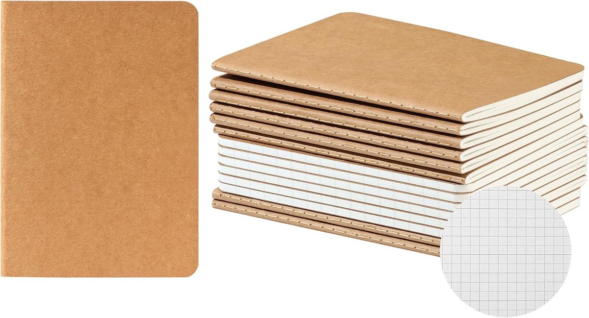 SnelShoppen - HOMEMARS A6 Notebook - 14 Stuks - 100 g/m² Dikke Papier - 60 Pagina's - Notitieboekje - 10 x 14 cm - Kartonnen Kaft - Ideaal voor School