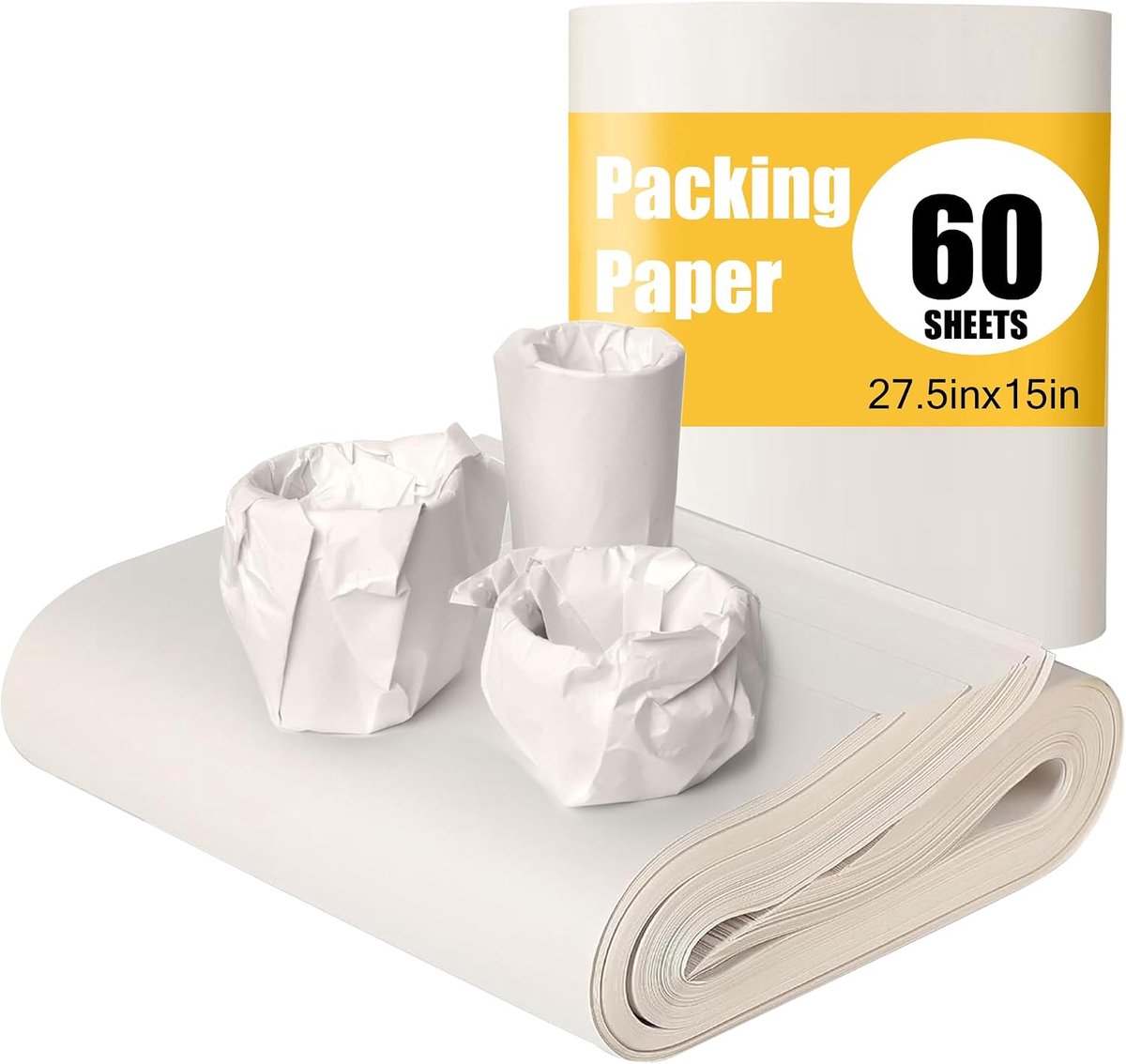 SnelShoppen - Inpakpapier 60 Vellen 38 x 70 cm Wit, Krantenpapier, Voor Verzenden en Verhuizen, Perfect voor Feestjes en Cadeaus