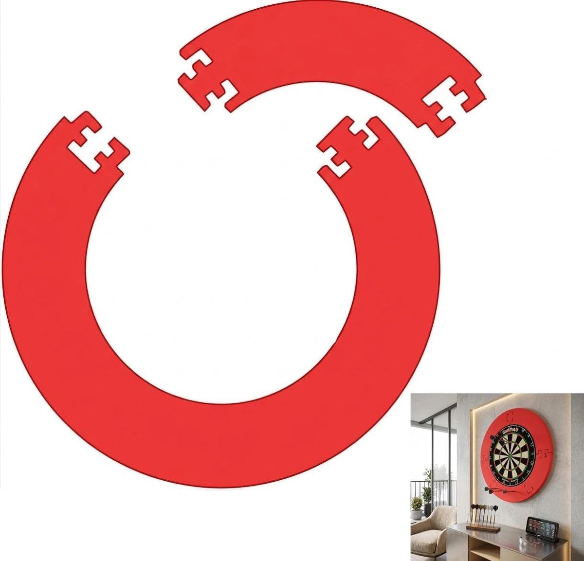 SnelShoppen - Dart Catchring Surround 4-delige Dartbordrand, Wandbescherming, Backboardbescherming, Eenvoudig te Monteren, Geschikt voor Diverse Dartb