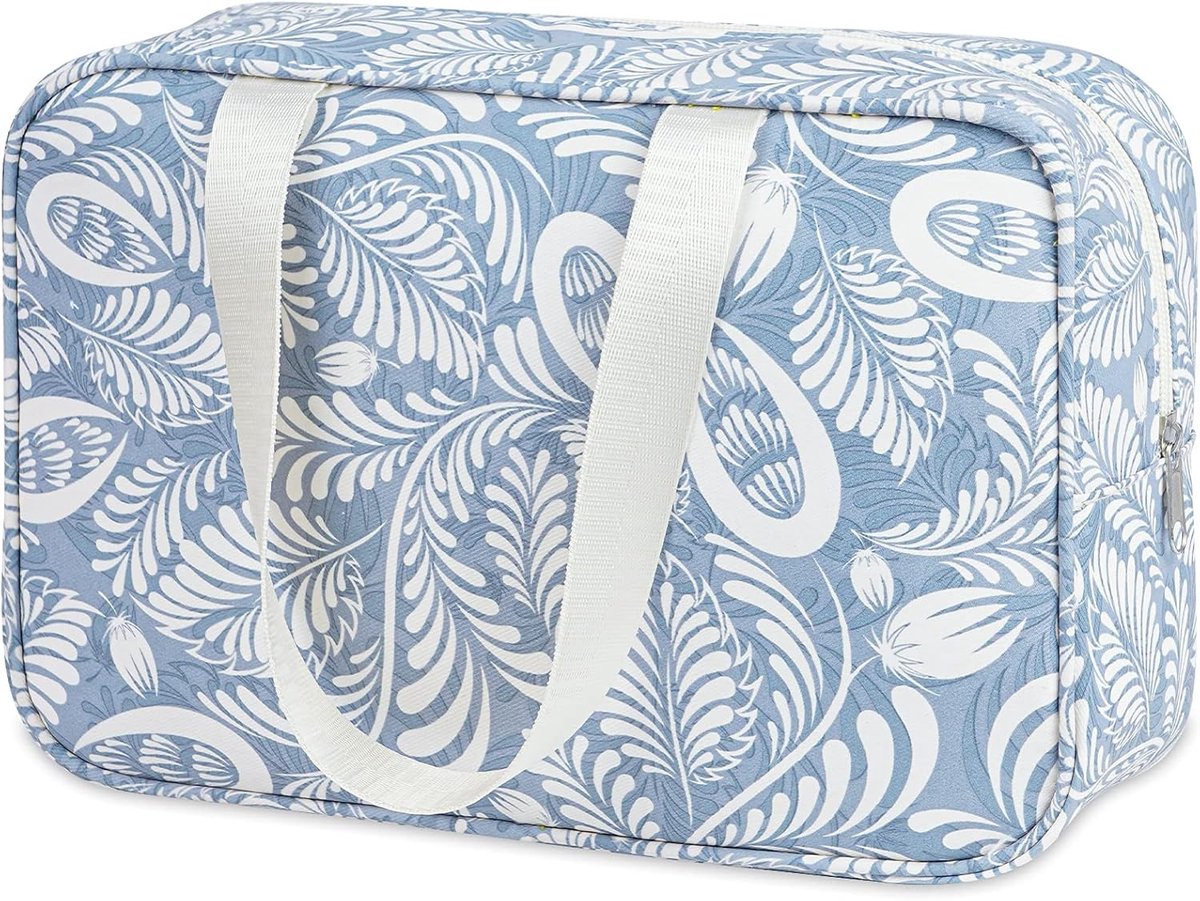 SnelShoppen - Grote Toilettas - Reis Make-up Organizer voor Vrouwen - Cosmetica Opbergtas - Blauw - 30x20x12 cm - Ideaal voor Vakantie, Camping en Thu