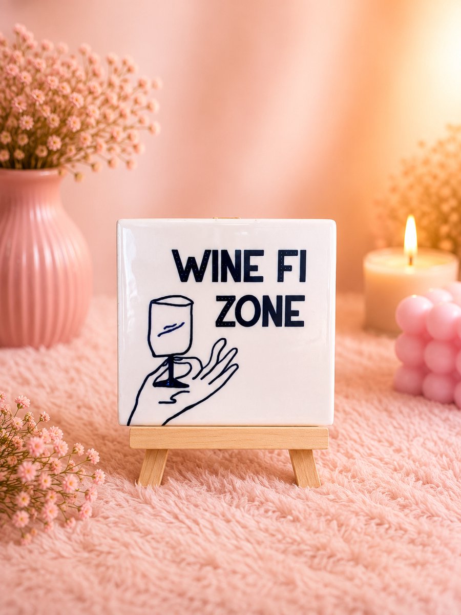 Tegeltje "Wine Fi Zone" | Viva Femme | Tegeltjes met tekst | Decoratie | Wonen | Cadeau | Spreuktegel | Humor