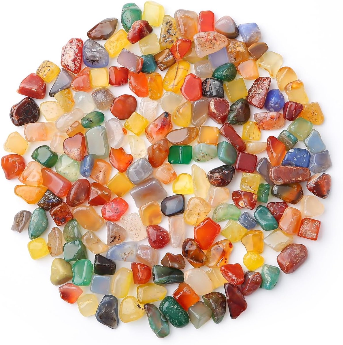 SnelShoppen - 430g Multicolored Agate Ground Stones, Decoratieve Kleurstenen Set, Natuurlijke Semiprecious Steentjes voor Tuin, Aquariums, Hobbypurpos