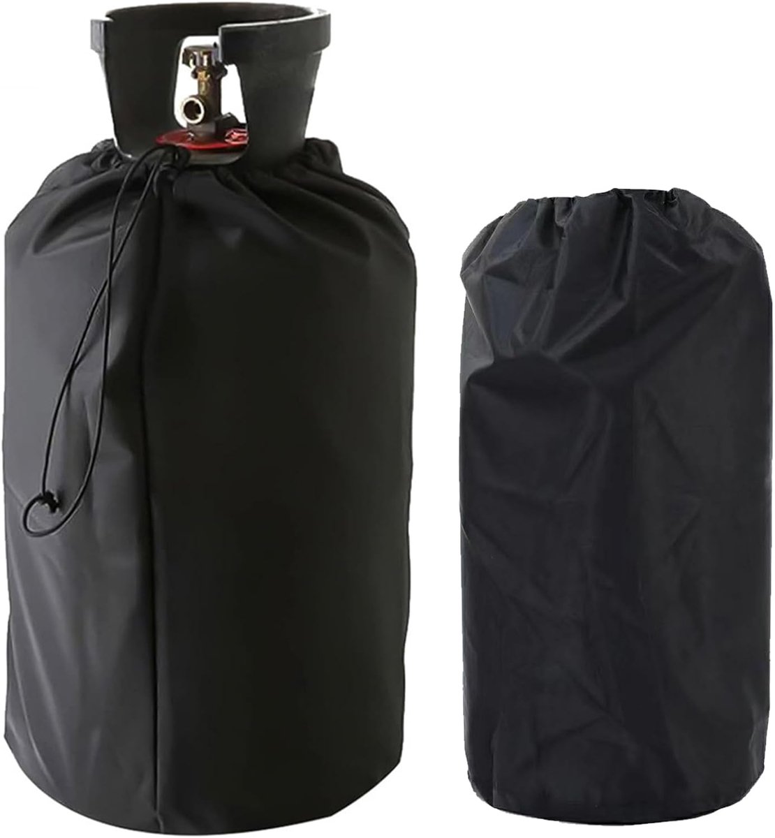 SnelShoppen - Cover voor Propaanfles - Gasfles Cover met Trekkoord - Ventileerbaar, Waterdicht, Vuurvast, UV-bestendig - Zwart, 31.5cm - Tuin, Camping