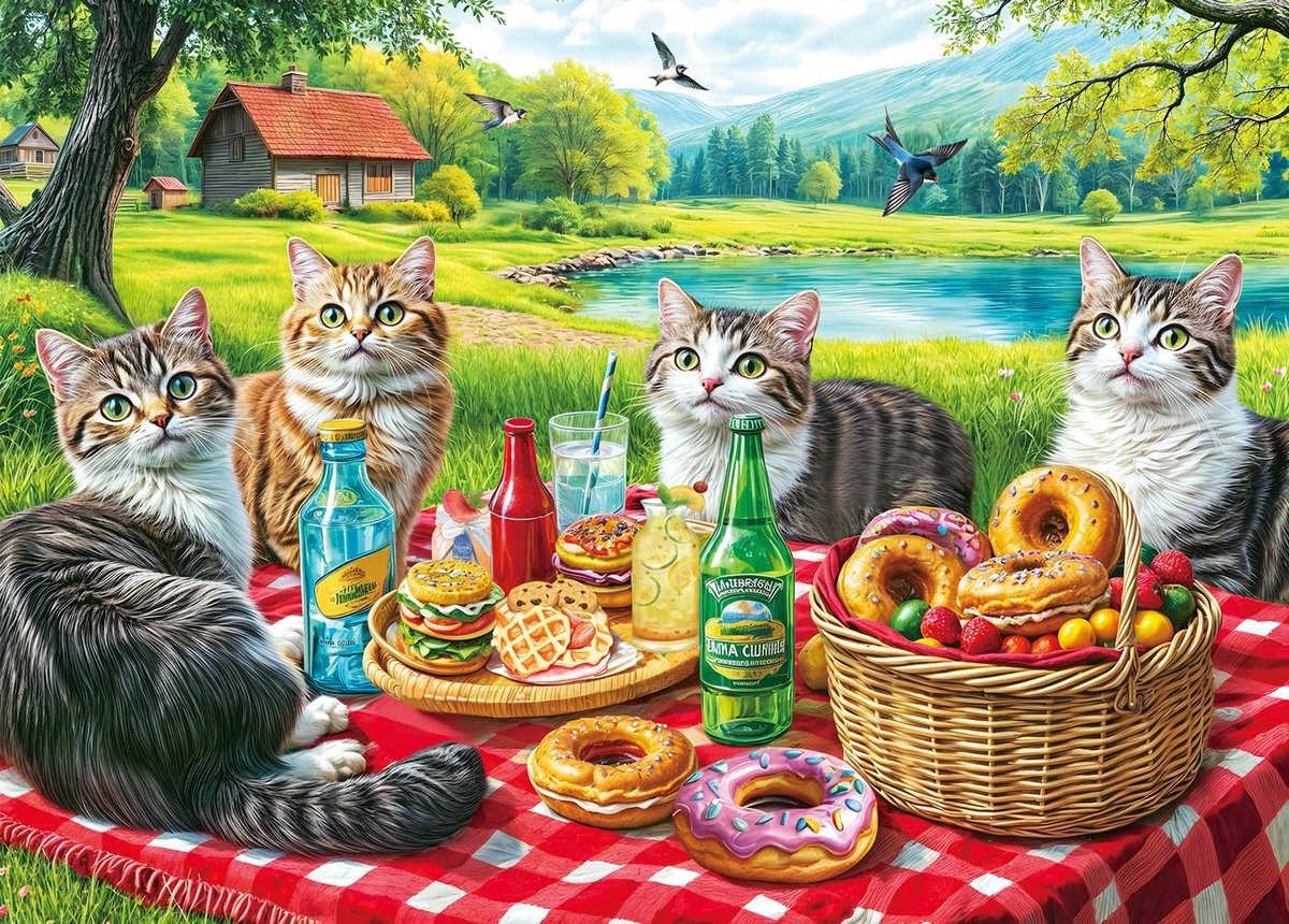 Thijox - Puzzel 500 stukjes voor volwassenen, klassiek leerspel met campingkat, ideale decoratie en geschenk voor verjaardagen, Halloween en kerst