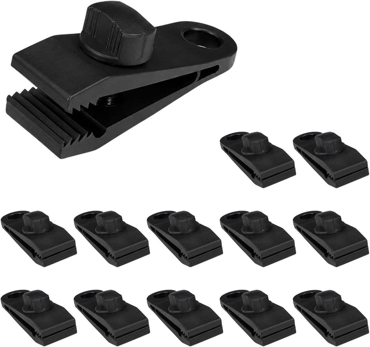 SnelShoppen - 12 stuks Zeilclips, Multifunctionele Dekzeilspanners, Robuuste Tentspanners voor Camping, Tuin, Luifels, Zonnezeilen, Antislip, Zwart, 8