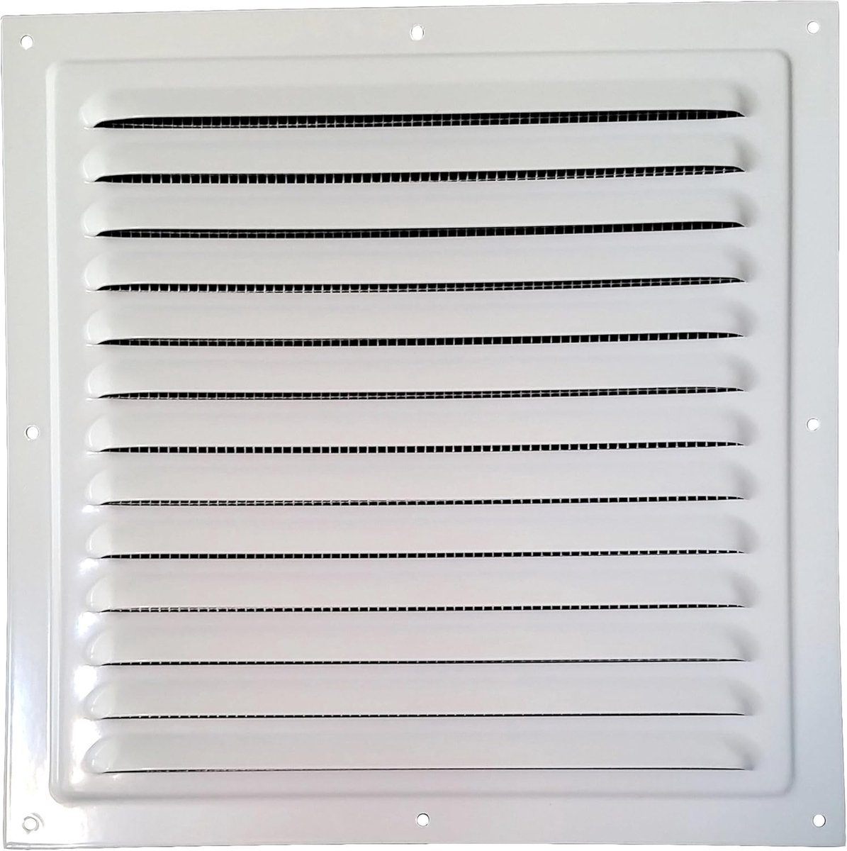 SnelShoppen - Ventilatie Rooster 30 x 30 cm met Insectennet - Wit Metaal Ventilatie Grille Exhaust Grate voor Keuken, Badkamer, Tuin, en Meer