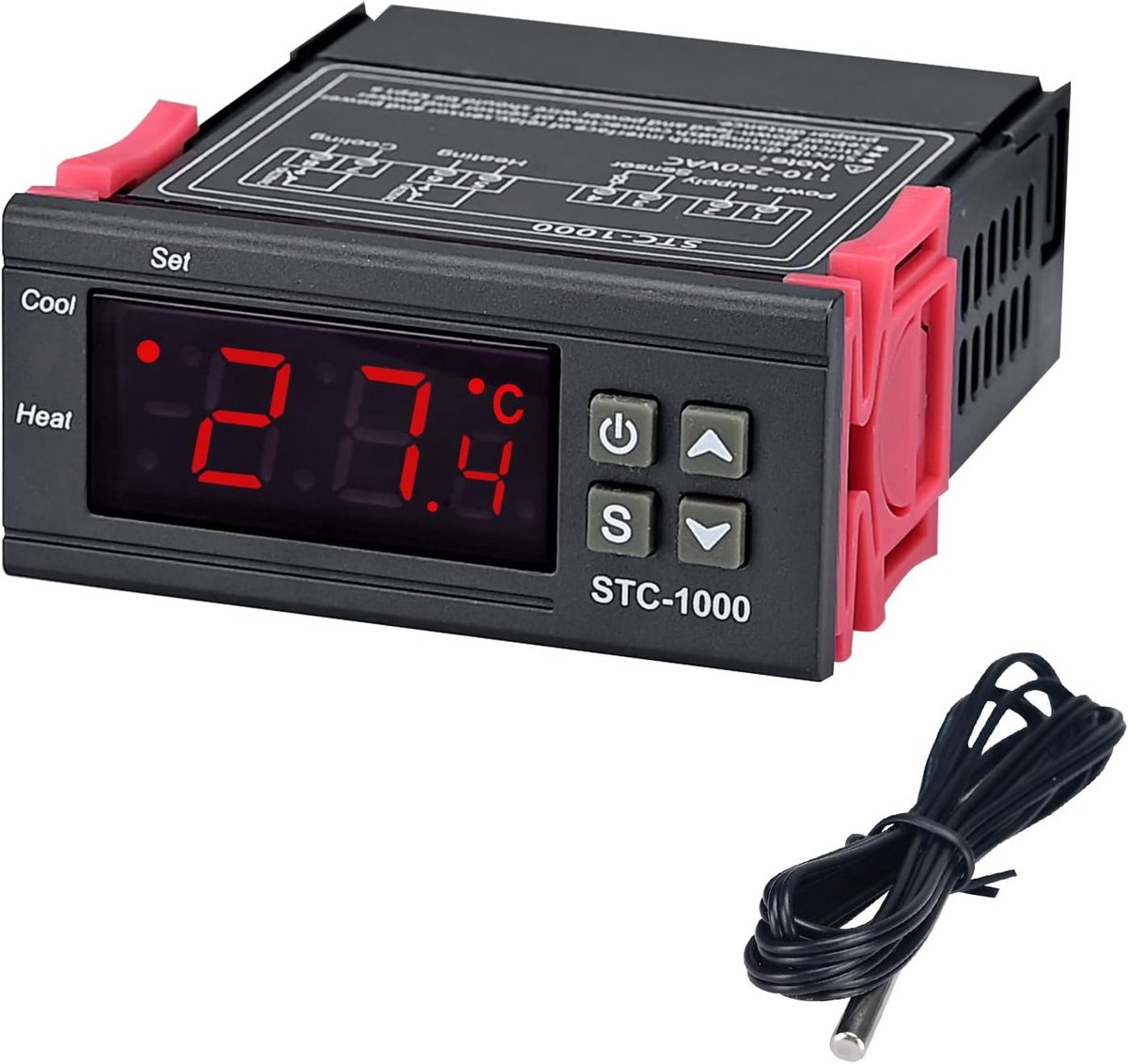 SnelShoppen - STC-1000 Digitale Thermostaat Centigrade AC 110-220V Koeling Regulator met 3ft NTC Sensor Probe voor Verwarming en Koeling