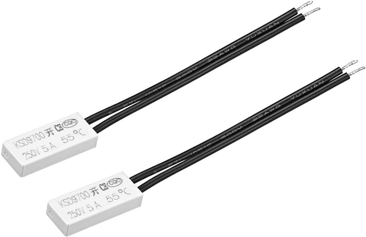 SnelShoppen - 2x KSD9700 Thermostaat 55°C Normaal Open Temperatuur Switch N.O. 5A Bimetallische Temperatuurregelaar voor Keuken en Tuin