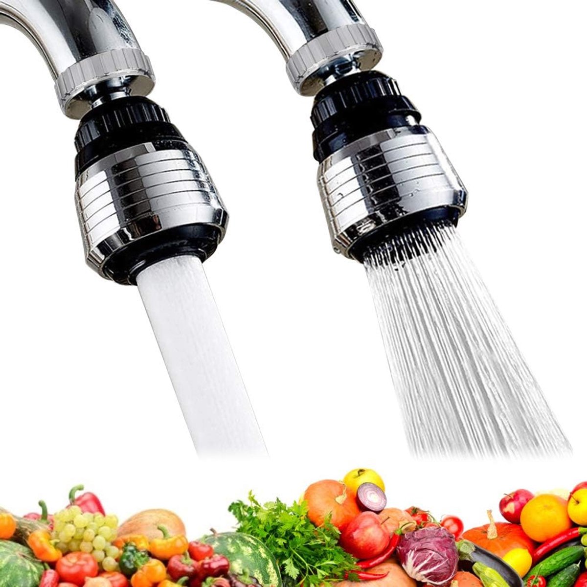 SnelShoppen - 2 Stuks 360° Draaibare Waterkraan Aerator met Verstelbare 2 Modi voor Keuken en Badkamer - Bubbler Filter met Spray Adapters voor M22/M2