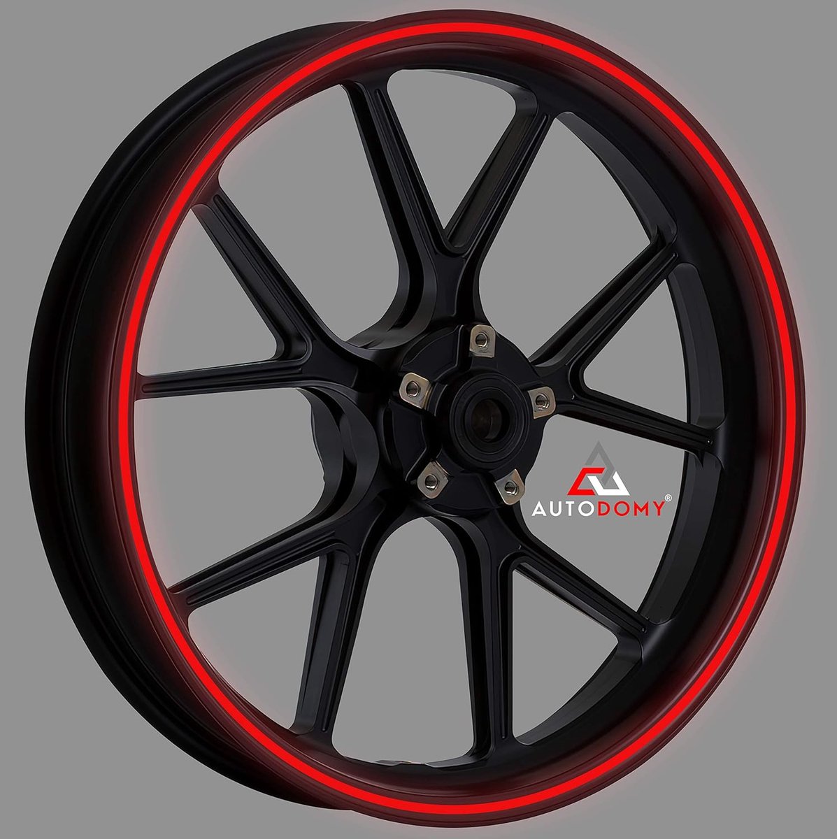 SnelShoppen - Autodomy Rim Stickers Motorfiets Reflectief Sport | Complete Set voor 2 Velgen 15' tot 19' Inch (Rood, 7mm)