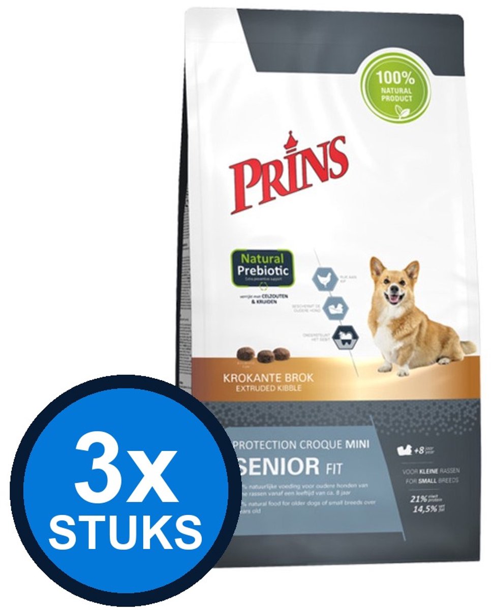 3x Prins - Protection croque mini senior fit 2kg - Hondenvoer - 2 kg