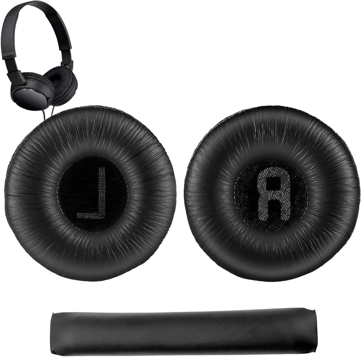 Vervangende Oorkussens - Hoofdband Set - Hoofdtelefoon Herstel - Traagschuim Comfort - 70 mm Diameter - Zwart