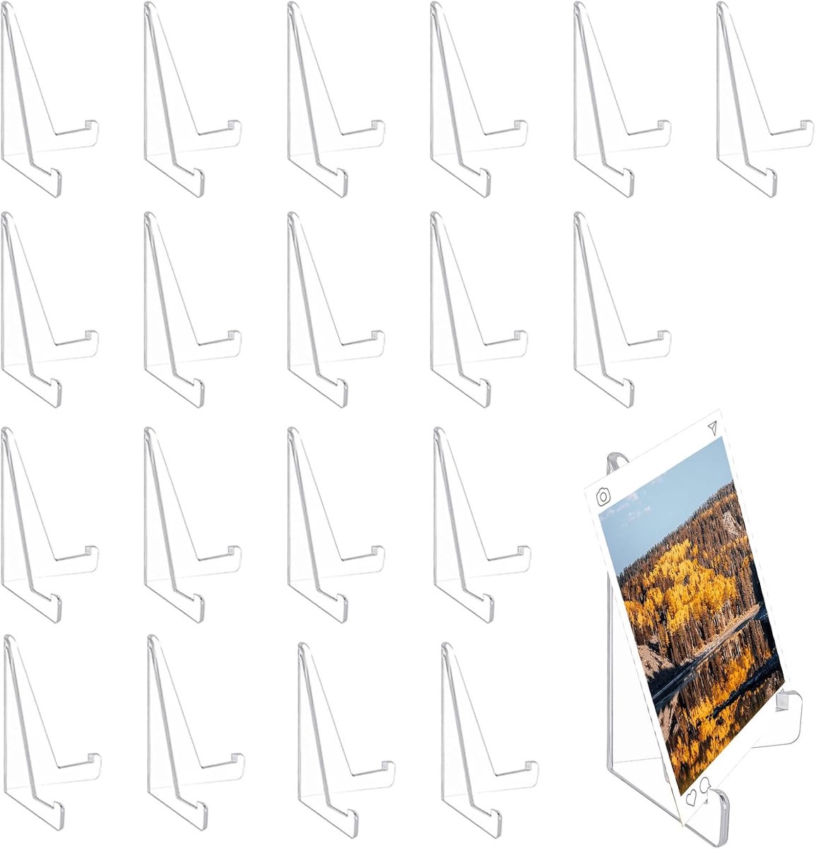 SnelShoppen - 20 Stuks Acryl Kaartenstandaard - Transparante Fotostandaard voor Kaarten, Munten en Medailles - Stabiel Driehoekig Design voor Presenta