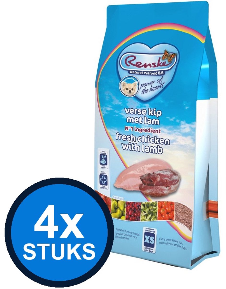 Renske Renske - Super Premium droog hond adult mini kip&lam 2kg - Hondenvoer - 2 kg