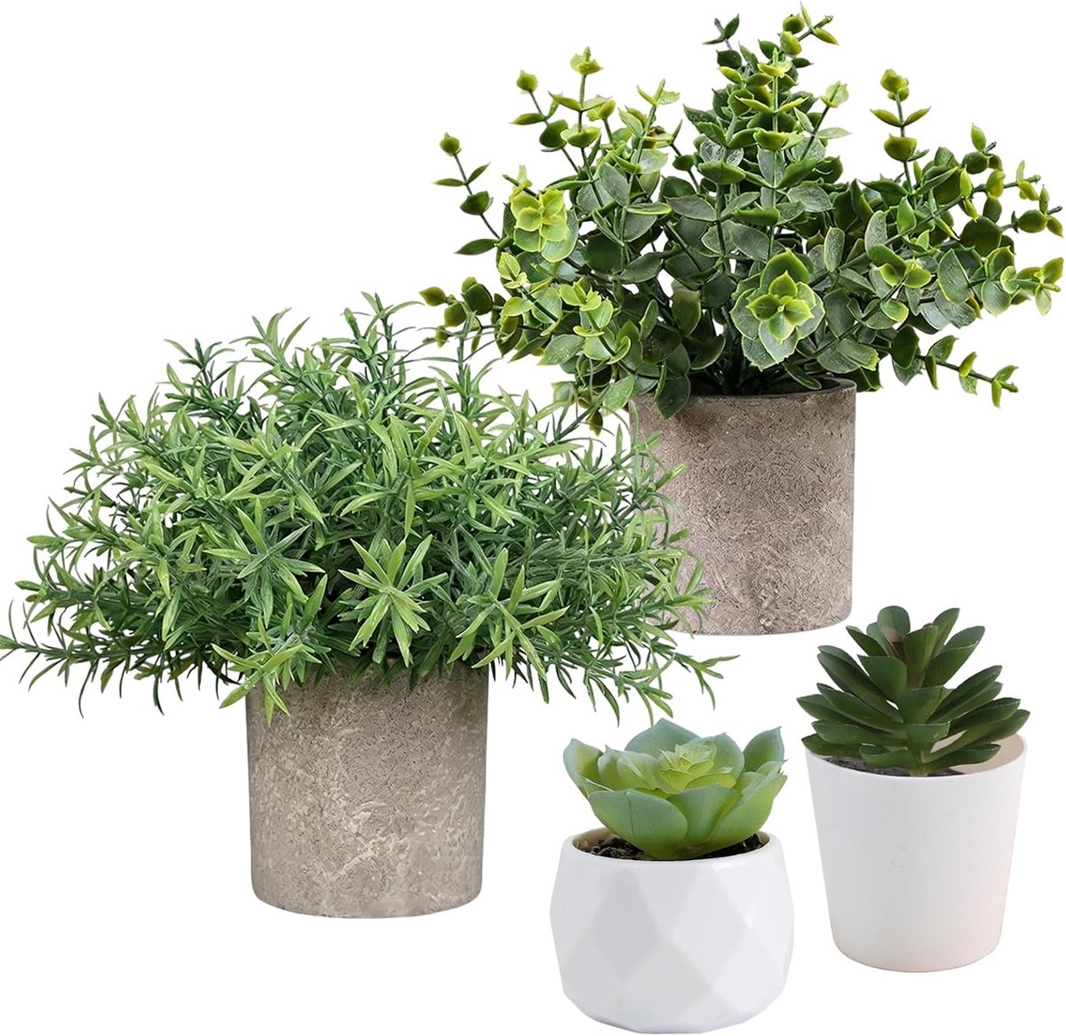 SnelShoppen - 4 Stuks Mini Kunstplanten Slangentong - Onderhoudsvrije Kunstplanten voor Woonkamer, Eetkamer, Slaapkamer, Balkon en Hoteldecoratie - Le