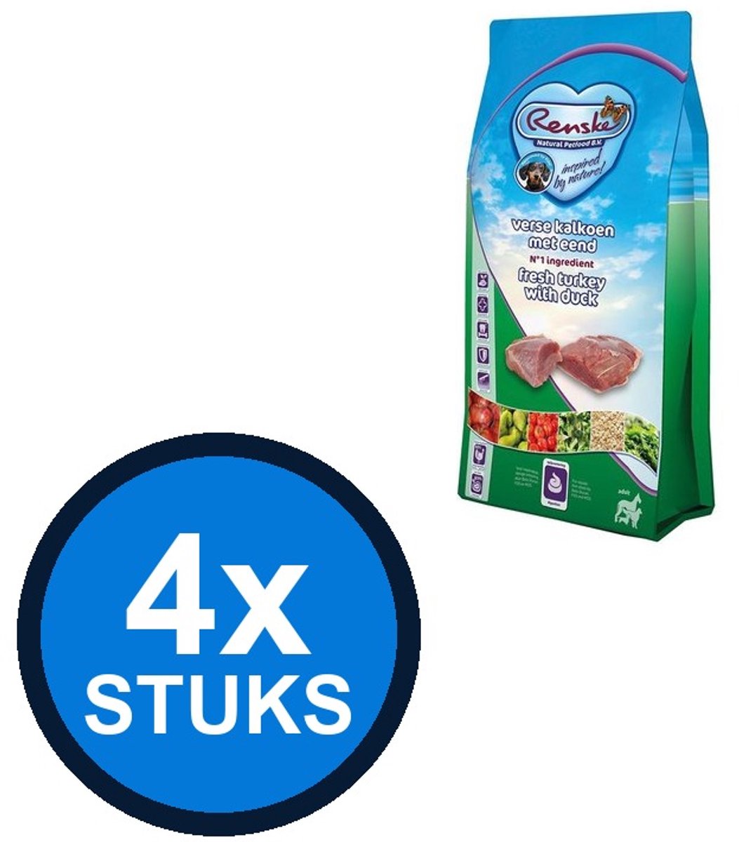 Renske Renske - Super Premium droog hond adult kalkoen&eend 2kg - Hondenvoer - 2 kg