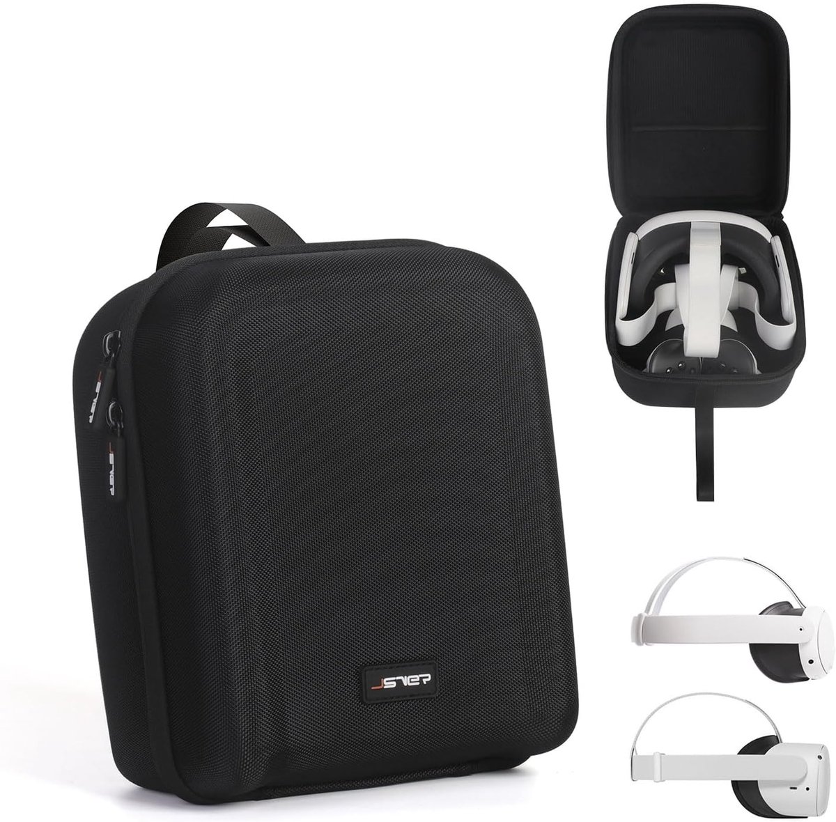 SnelShoppen - Draagtas voor VR Headset, Reisopbergcase voor Meta Quest 3, Quest 2, Gamepad en Accessoires, Compact en Lichtgewicht, Zwart, 24x20.5x12