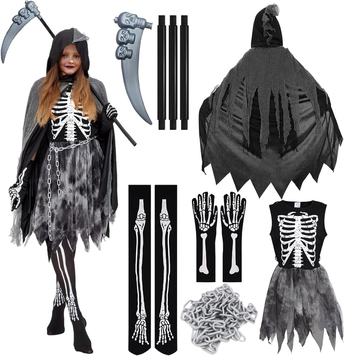 Vrouwelijk Skelet Kostuum voor Halloween en Cosplay Feesten - Perfecte Outfit voor Halloween, Griezelen en Verkleedpartijen