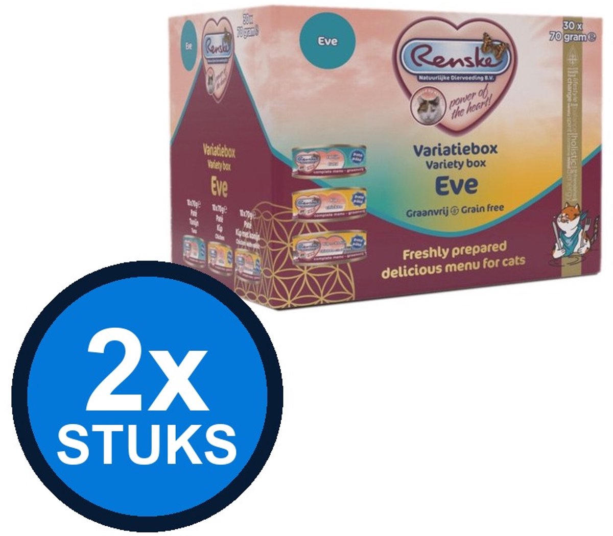 Renske Renske - Vers kat variatiebox Eve 30x70gr - Kattenvoer Natvoer - 2.1 kg