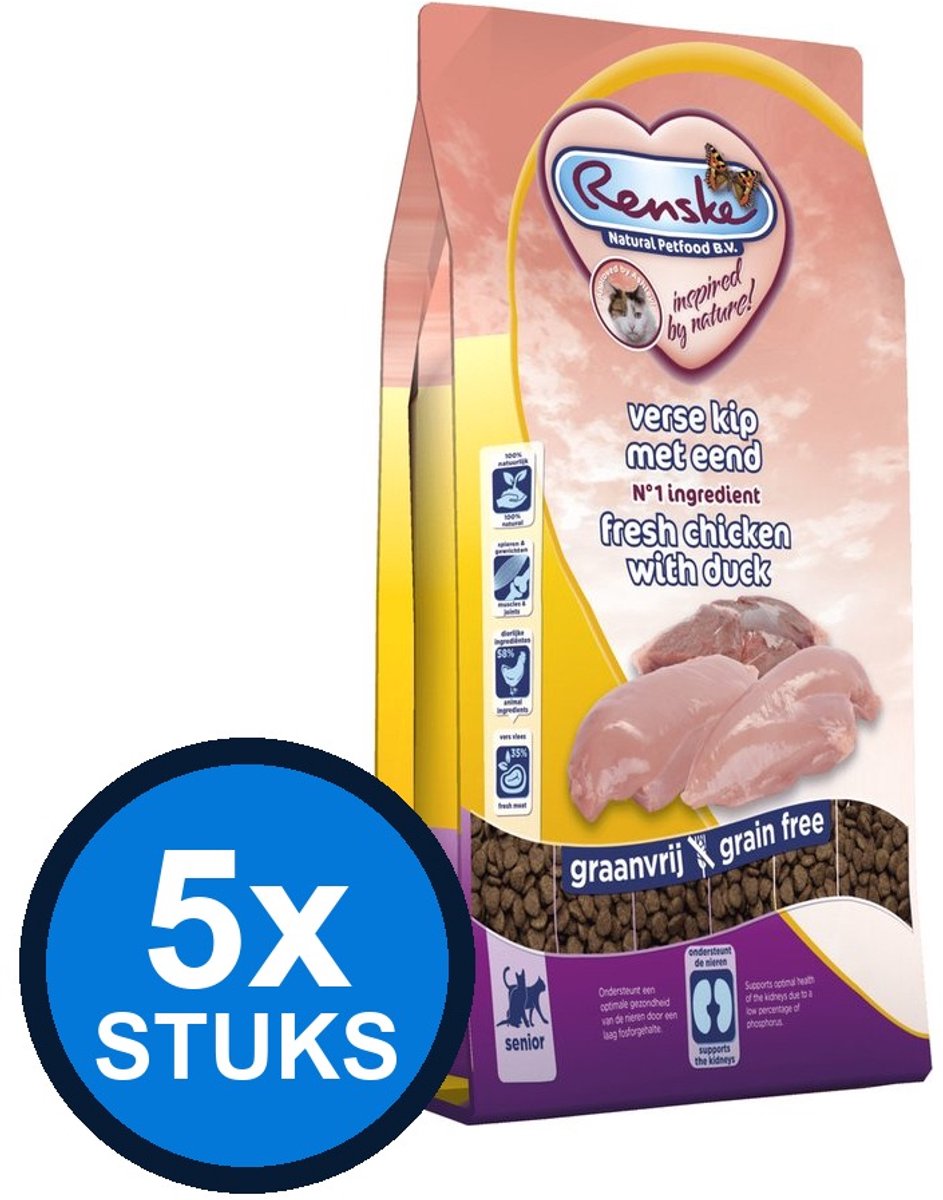 Renske Renske - Super Premium droog kat senior kip&eend 1,5kg - Kattenvoer - 1.5 kg