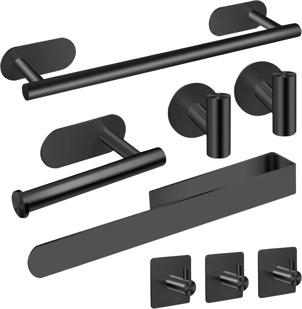 SnelShoppen - Towel Rack Set 8-delig - Wandbevestiging zonder boren - Hoogwaardige 304 RVS Handdoekhouder voor Badkamer, Toilet, Keuken en Kantoor