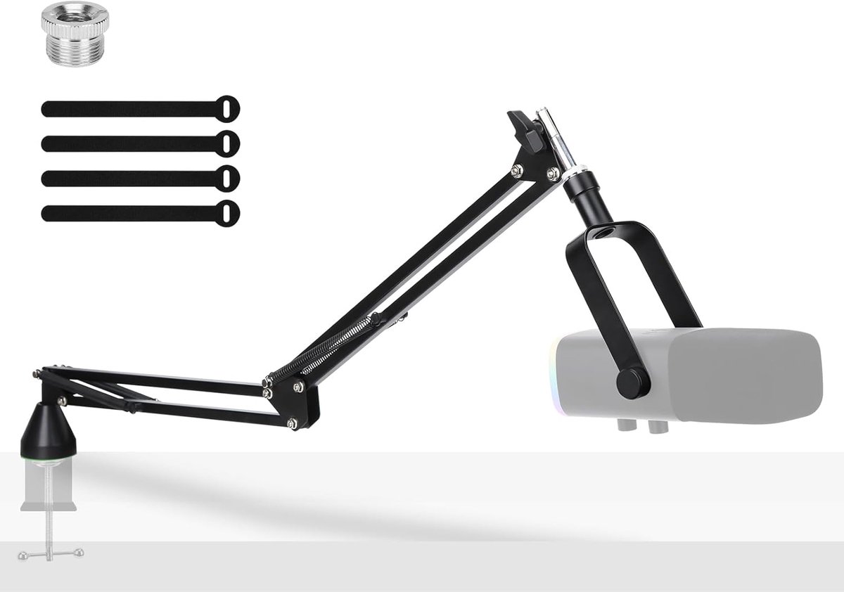 SnelShoppen - Low Profile Microfoon Arm, Flexibele Boom Arm voor Microfoons tot 1.4kg, Stabiele Stand voor Streaming, Opname en Gaming, Compatibel met