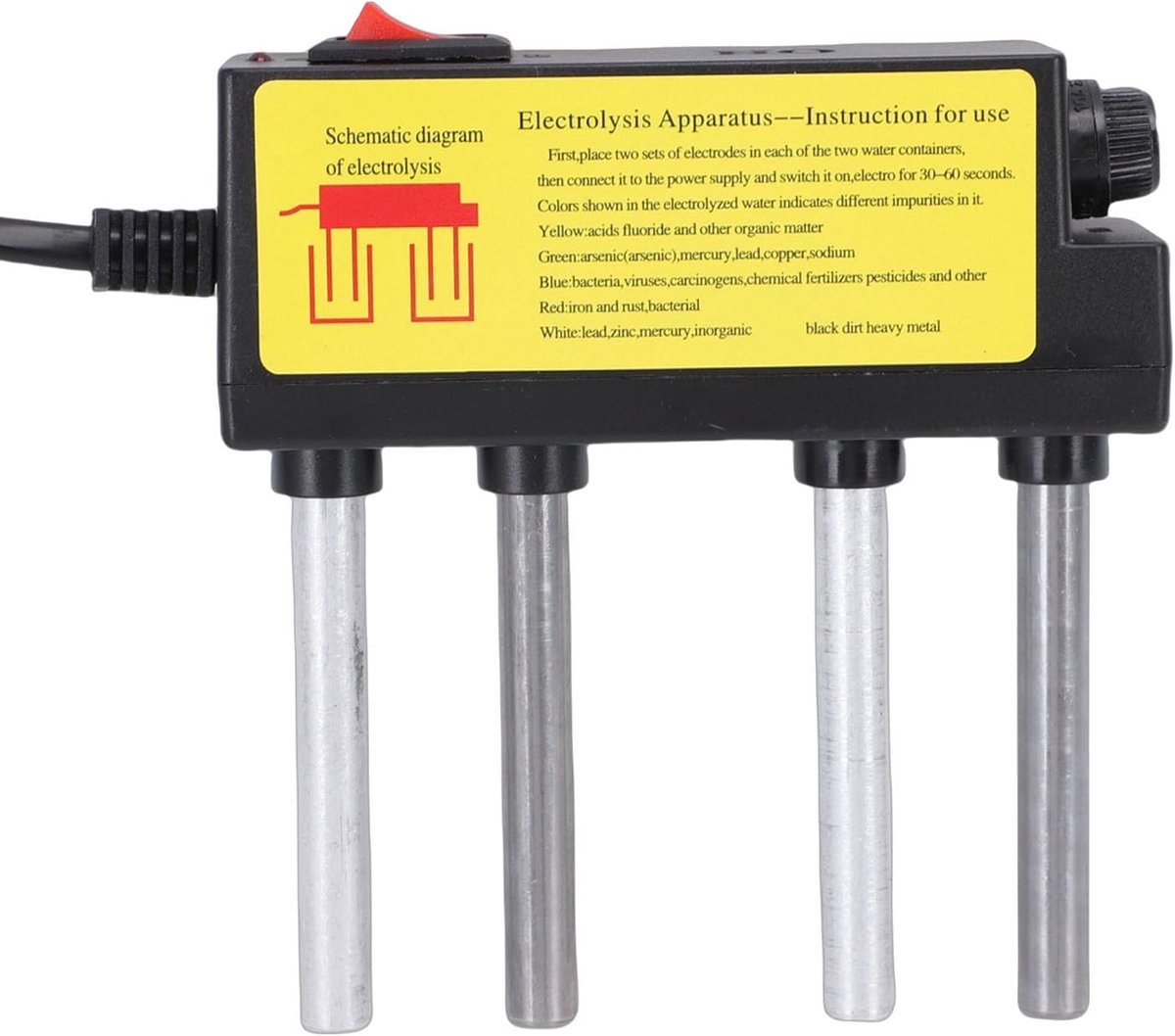 SnelShoppen - Water Electrolyse Apparaat, Snelle TDS PH Waterkwaliteitsmeter met IJzer en Aluminium Elektroden voor Huishoudelijk Drinkwater (EU Stekk