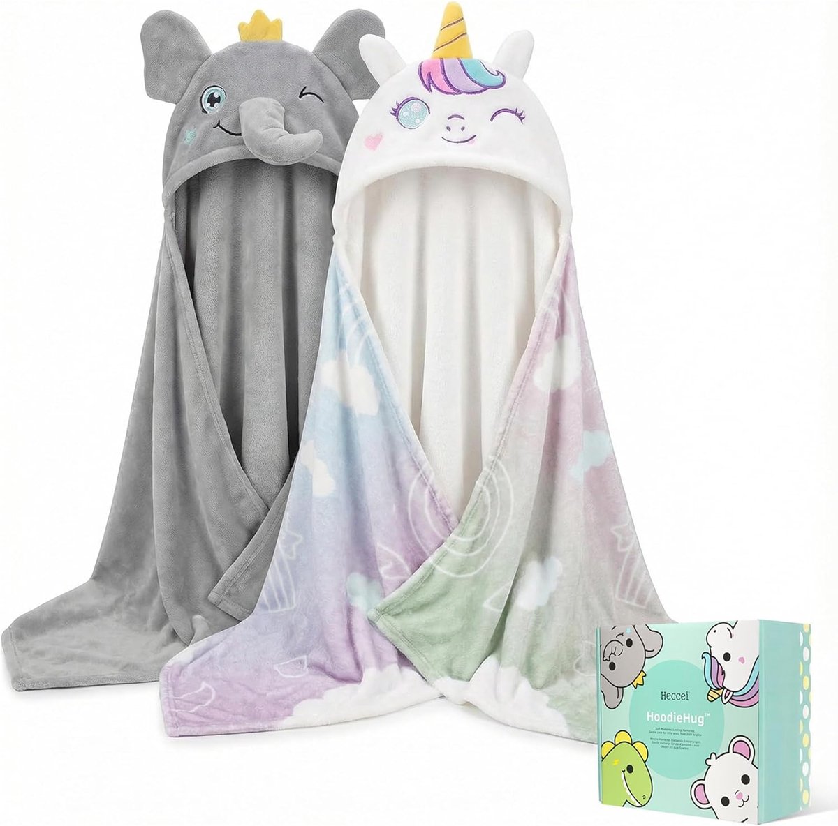SnelShoppen - HECCEI HoodieHug Baby Handdoeken met Capuchon, Luxe Koraalfleece Badhanddoek, Groot Formaat - Ultra Absorberend voor Baby Comfort - Perf