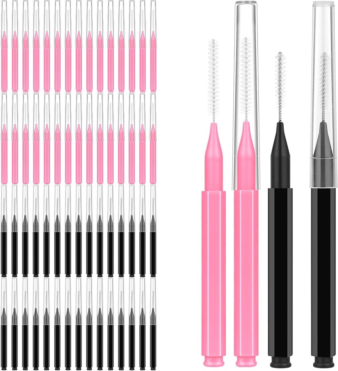 60 Stuks Micro Wenkbrauwborstels, Draagbare Wenkbrauw Lamineren Borstel, Multifunctionele Wenkbrauw- en Wimperborstels voor Perfecte Make-up en Wimperextensions