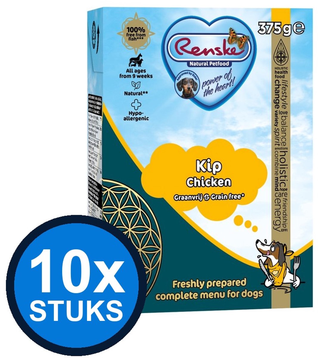 Renske Renske - Vers kip graanvrij - tetra 375gr - Hondenvoer Natvoer - 375 g