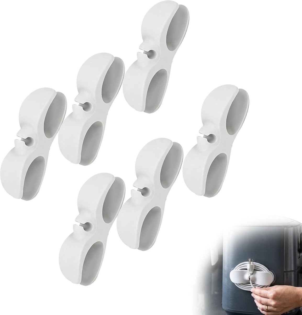 SnelShoppen - 6 Stuks Kabelorganizer en Kabelhouders - Zelfklevend - Duurzaam en Geurloos - Ideaal voor Keukenapparaten, Datakabels, Rijstkokers en Mi