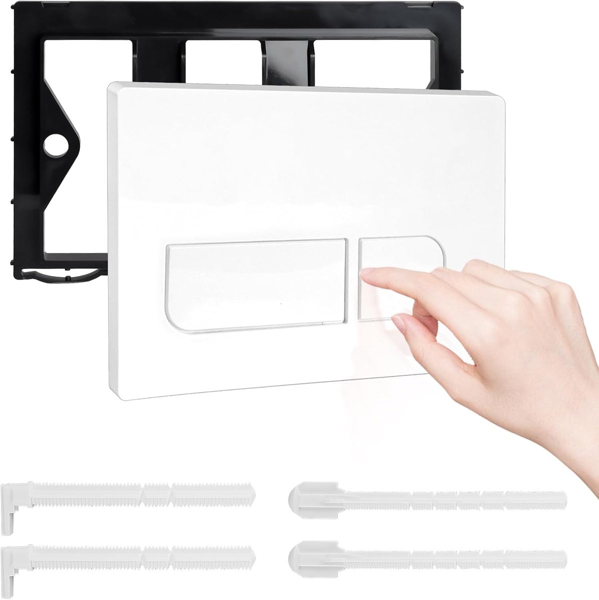 SnelShoppen - Drukplaat toilet voor Geberit flush boxes, vervangingsset Sigma 01, 20, 30, 50, UP300, UP320, met coil levers en montageset, mat zwart