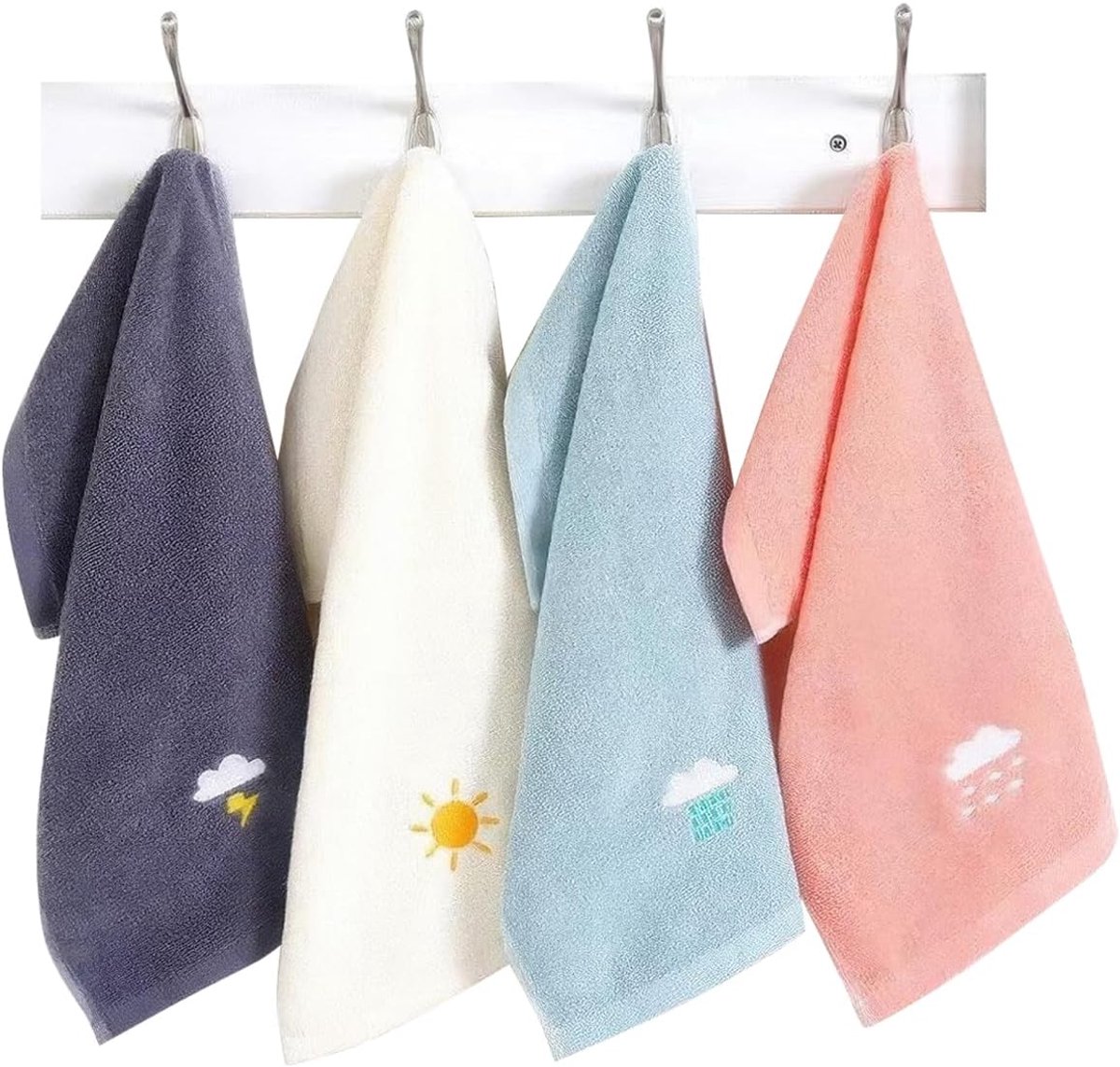 SnelShoppen - 4 Stuks Kinder Handdoeken 25 x 50 cm, Katoenen Gezichtsdoeken, Kleurrijke Cartoon Motieven, Absorberend, Ideaal voor Dagelijks Gebruik i