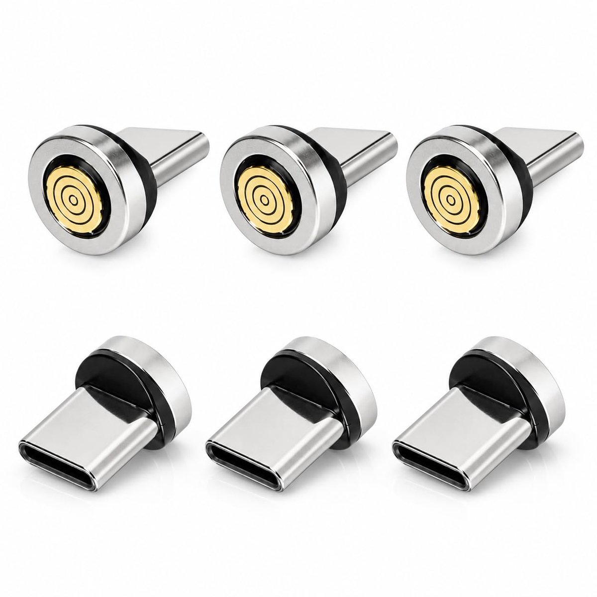 SnelShoppen - 6 Stuks USB C Magnetische Adapter 7-Pin, Magnetische Oplaadkabel voor Snel Opladen en Gegevensoverdracht, Draaibaar en Stofbescherming v