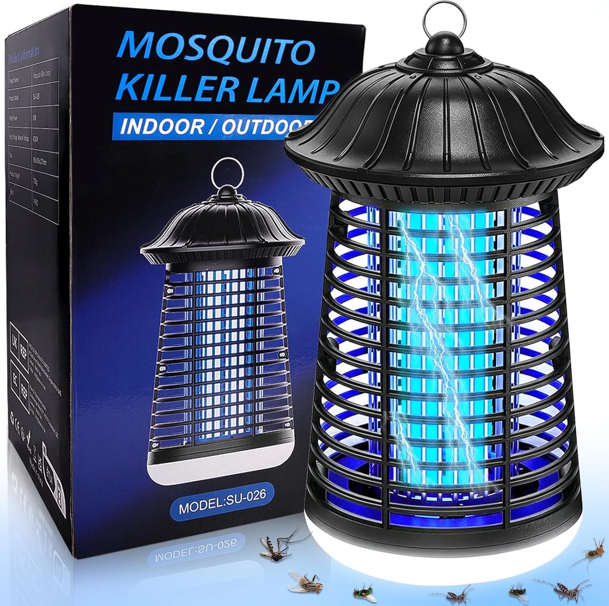 SnelShoppen - Muggenverdelger voor Binnen en Buiten, USB Oplaadbare Elektrische Vliegenverdelger met LED Verlichting, 360° Muggenbestrijdingslamp voor