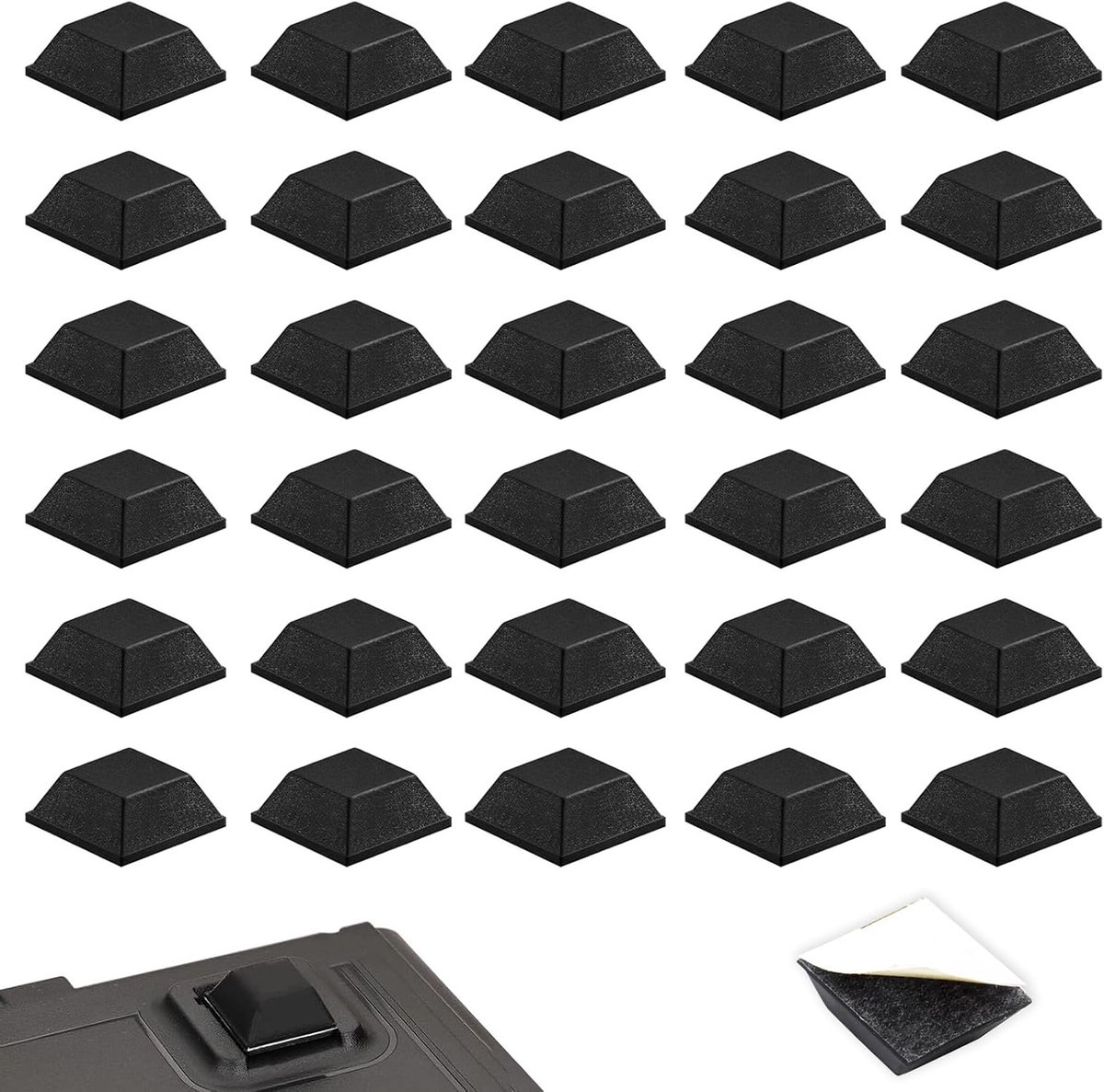 Zelfklevende siliconen rubber voetjes 20 x 20 x 8 mm - Antislip trillingsdempers en buffers voor meubels, luidsprekers en apparaten - 30 stuks