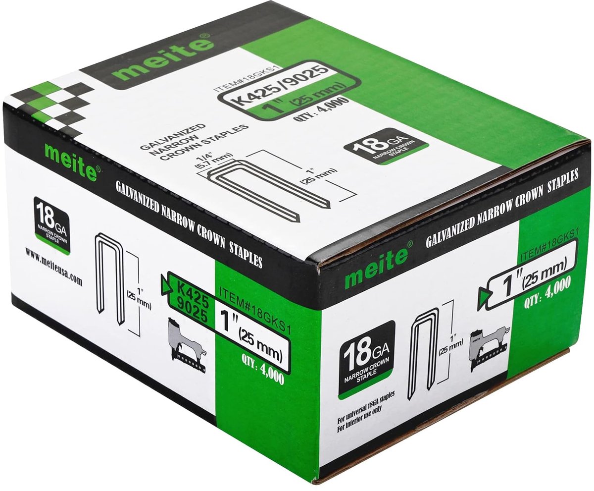 SnelShoppen - 4000 Stuks 18Ga Staples 0.5 x 25mm Type 90 Gegalvaniseerd, Pneumatische Tackers, Perfect voor Meubelbekleding, Ideaal voor Klussen en Ho