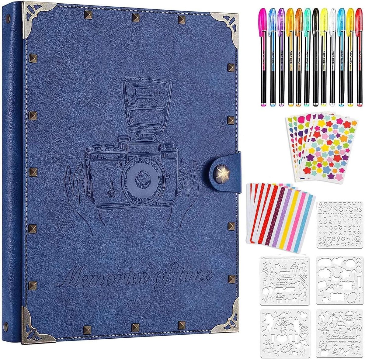 SnelShoppen - DIY Foto Album met Leer en Rivetten, Zwart, 30 Bladen voor 120-400 Foto's, Perfect voor Valentijnsdag, Moederdag, Kerst en Verjaardagen