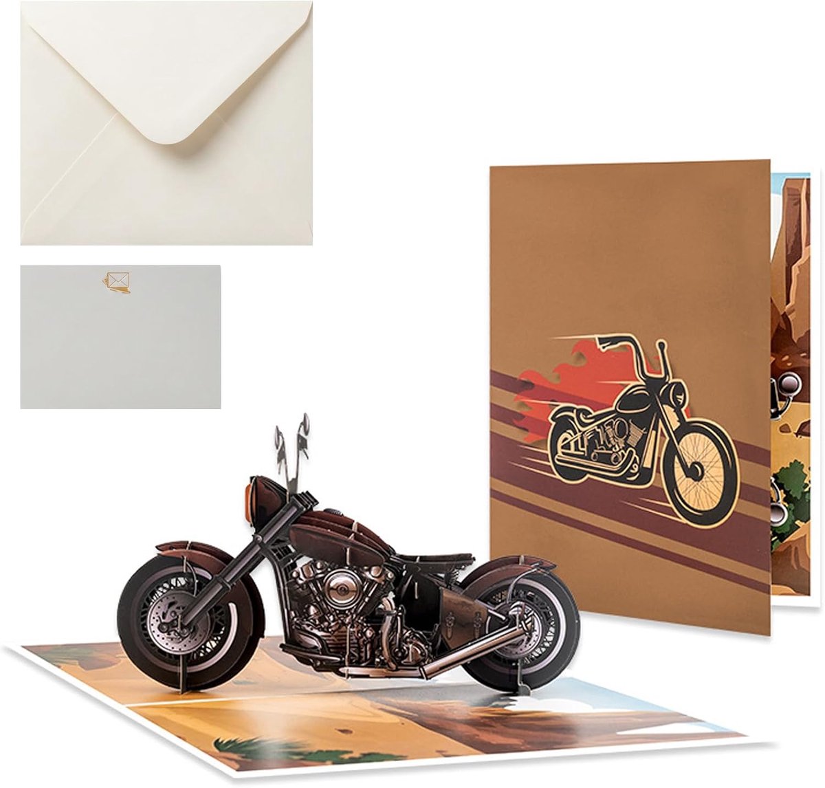 SnelShoppen - Pop-up Wenskaart 3D Motorfiets - Originele Verjaardagskaart en Vaderdagkaart - Perfect Cadeau voor Motorliefhebbers en Fietsers - Hoogwa