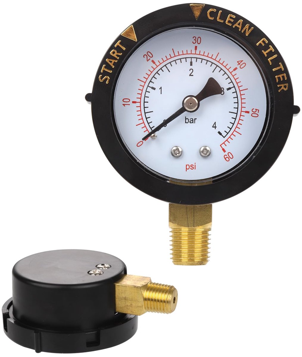 SnelShoppen - 0-60PSI Drukmeter voor Zwembadfilter, Digitale Drukmeter Vervanging, Gemakkelijk te Installeren, Hoogwaardige Materialen voor Zwembad, S