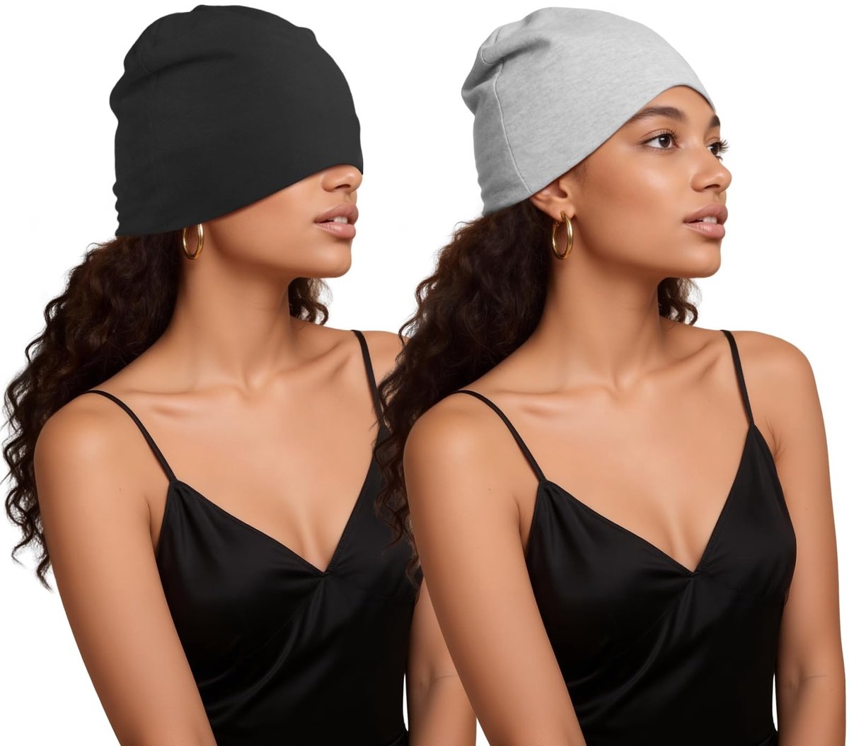 Dailygoods- Slaapmuts Dubbellaags - Lichtdichte Bonnet - Ademend - Zacht - Verstelbaar - V-vormige Opening - Beanie