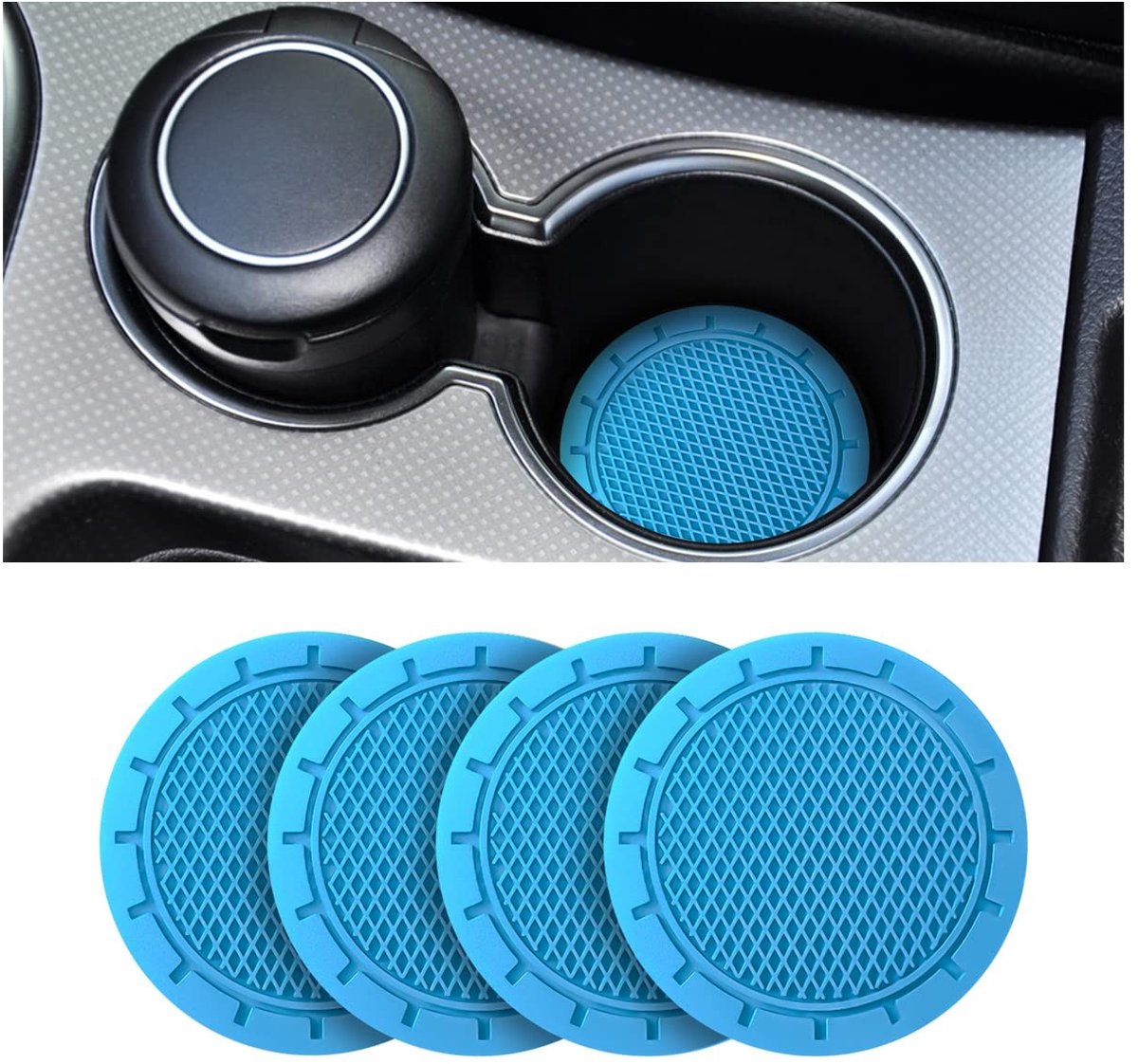 Solidchoice- Autobekerhouder Antislip - Onderzetters voor Glazen - Onderzetters voor Pannen - Universele Accessoires - 4 Stuks - Duurzaam Siliconen - Onderzetter