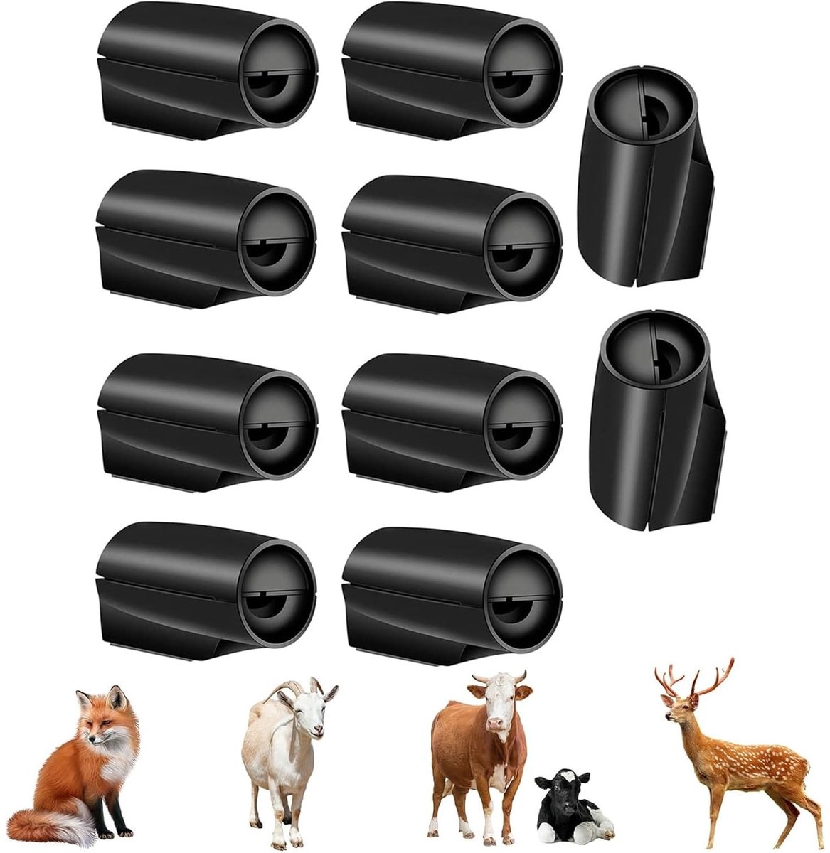 Dailygoods- Hertenfluitje 10 Stuks - Mini Waarschuwingsvoorziening - Dubbelzijdig Plakband - Universeel voor Auto's/SUV's - ABS Zwart - Totale Afmetingen 3x1,3x1,7 cm - Dierenwaarschuwingssysteem