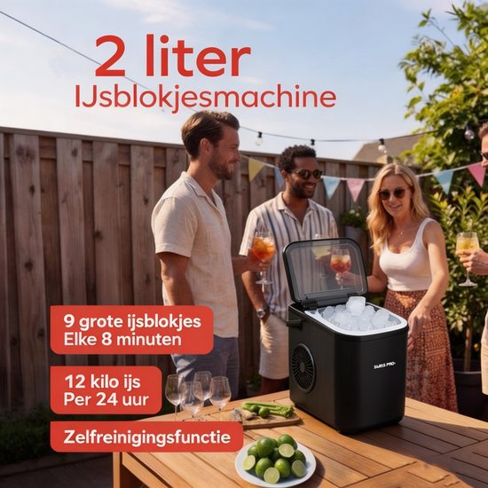 Swiss Pro+ IJsblokjesmachine - 2 Liter - 6-8 Min. - 12kg/24u -Draagbaar-Zelfreinigend- met IJsschep - Zwart - SP-ICE1100.WC van Swiss Pro+ — afbeelding 5