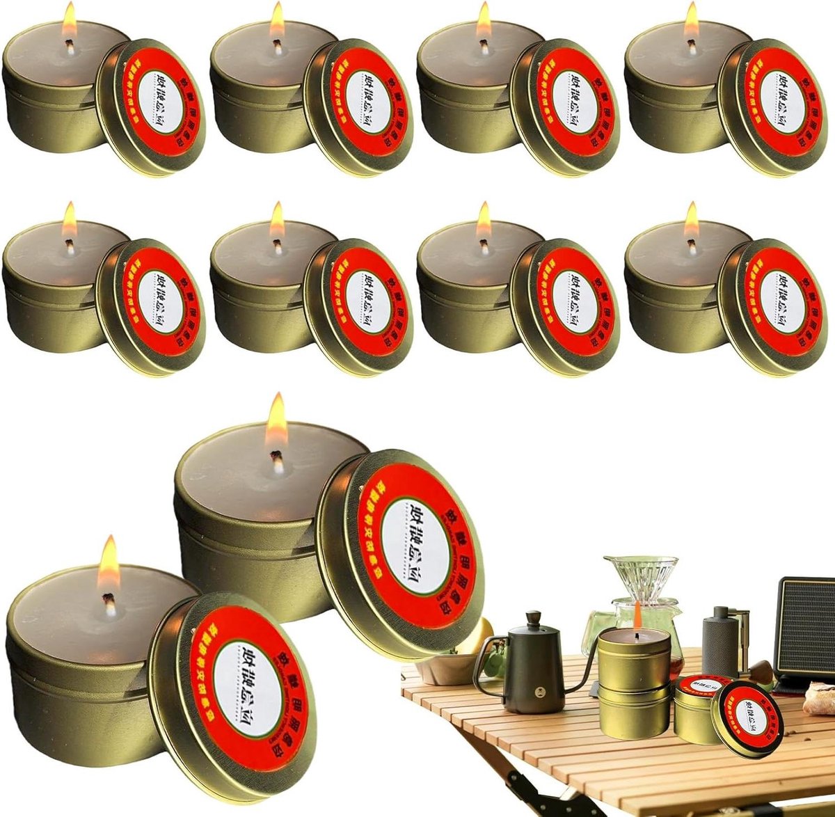Survival kaarsen - Lichtbron - Buitenactiviteiten - Waterbestendig ontwerp - 10 stuks - Mu