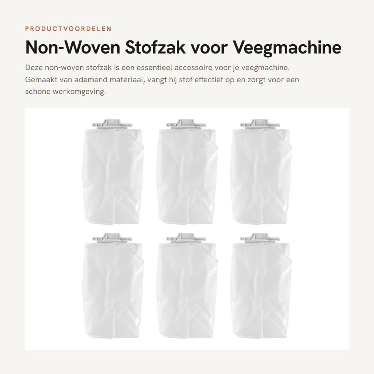 Dailygoods- Stofzak Non-woven - Vervangende Stofzak - Veegmachine - Duurzaam - 6 Stuks - 200x120mm - Stofzuigerzak