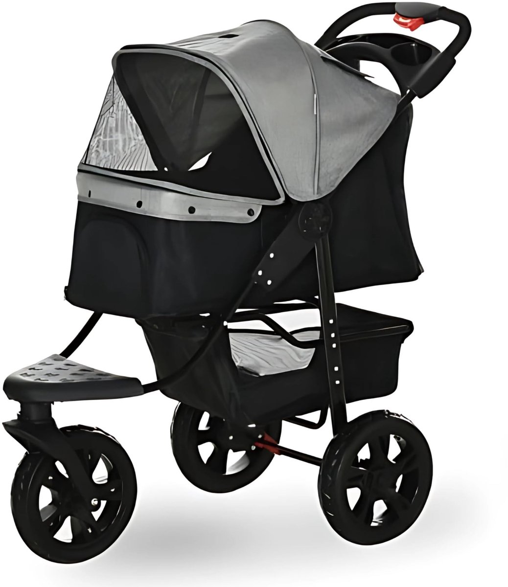 Dailygoods- Hondenbuggy opvouwbaar - Hondenkar - Stevige constructie - All-terrain wielen - Zachte pluche hoes - 109,5 x 57,5 x 106,5 cm